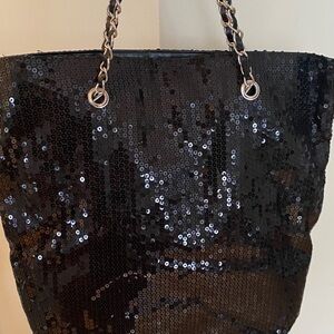 Black Sequin Tote Bag